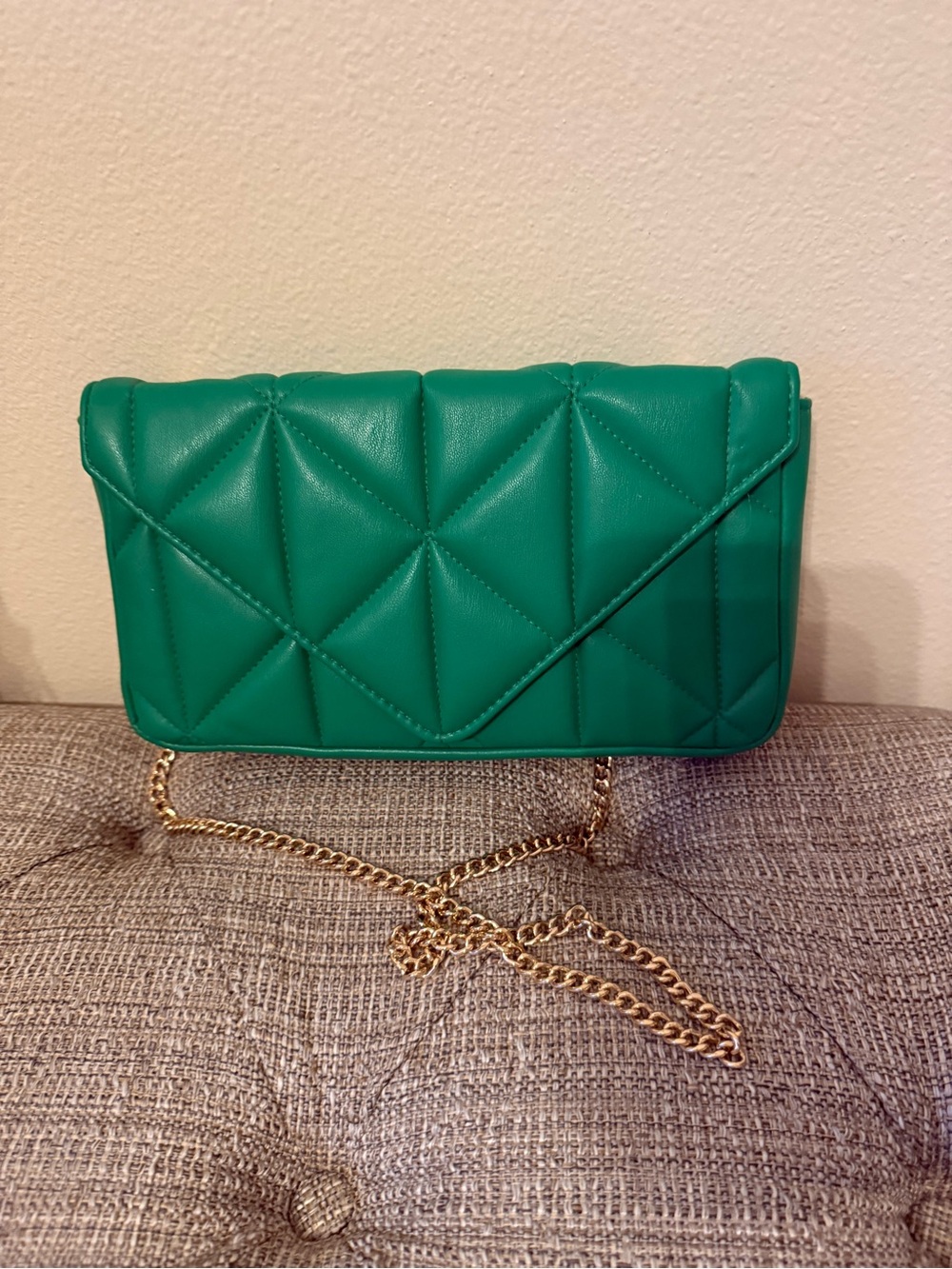 H&M Green Quilted Crossbody with Gold Chain
